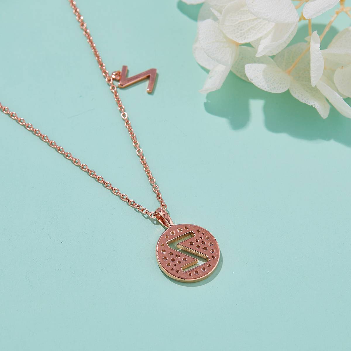 Z pendant S925 silver plated rose gold Moissanite light luxury letter necklace